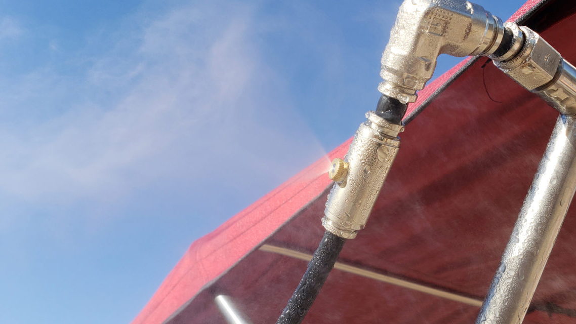 Close-up image of a spraying boat mister