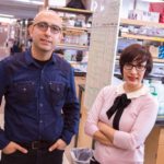 Samira Kiani and Mo Ebrahimkhani stand together in a lab