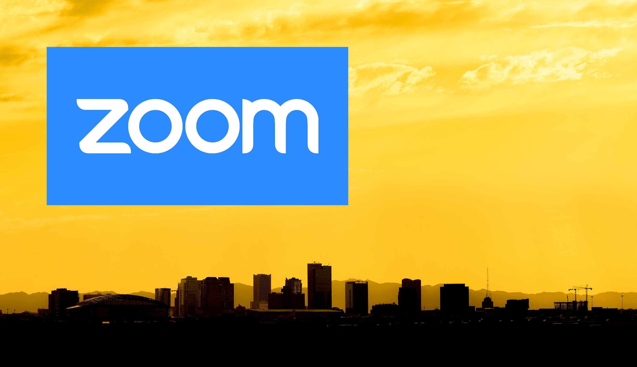 Zoom logo on a Phoenix skyline