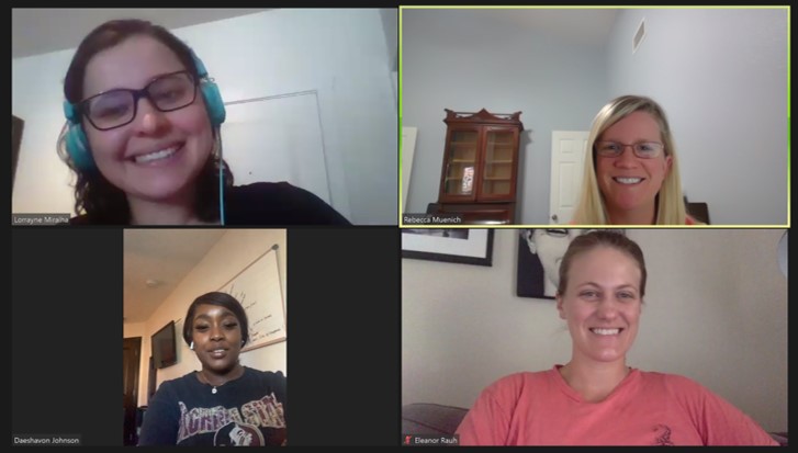 Zoom meeting showing four participants in a FAMU program