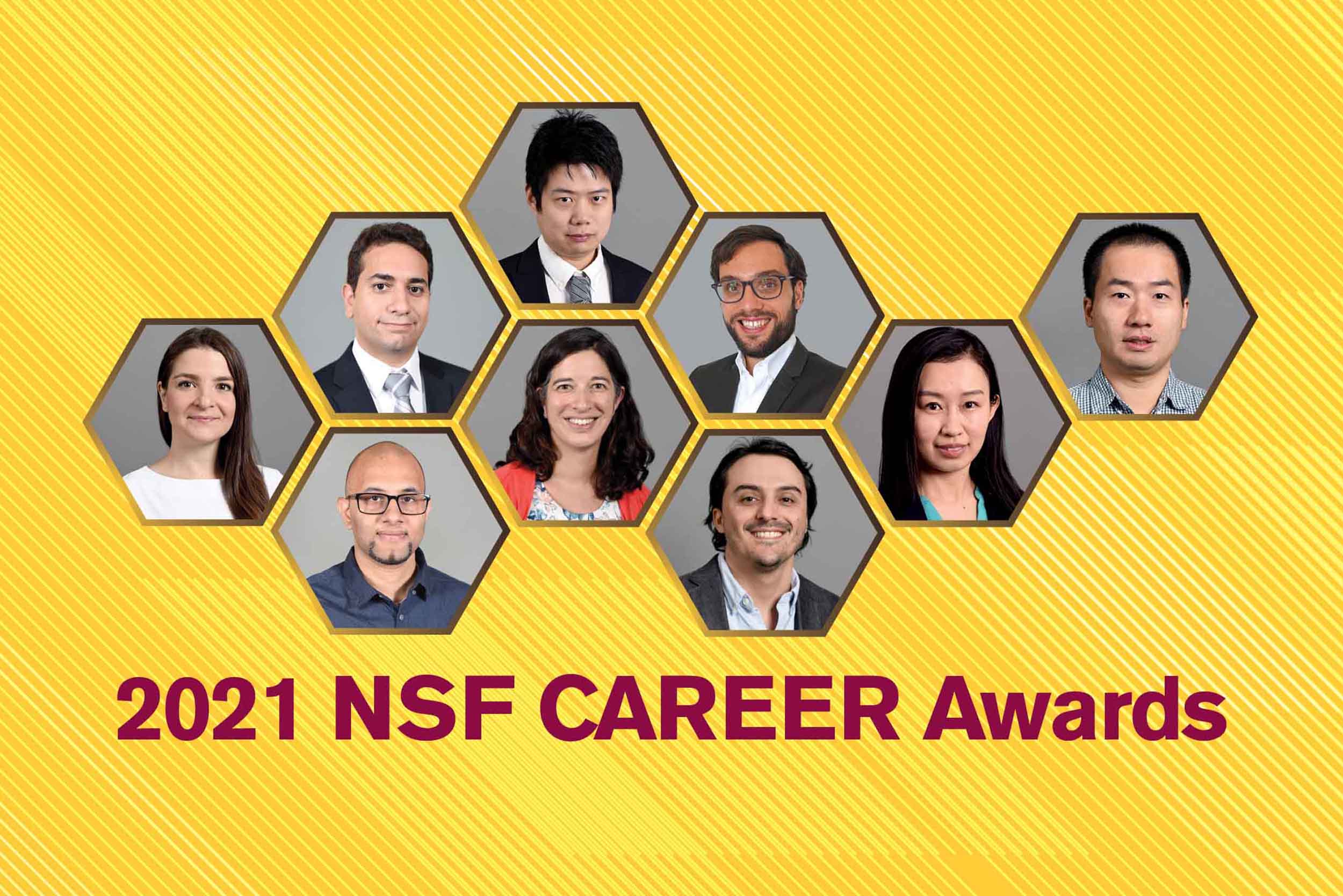 Portraits of the 9 NSF CAREER award winners at ASU since November of 2020