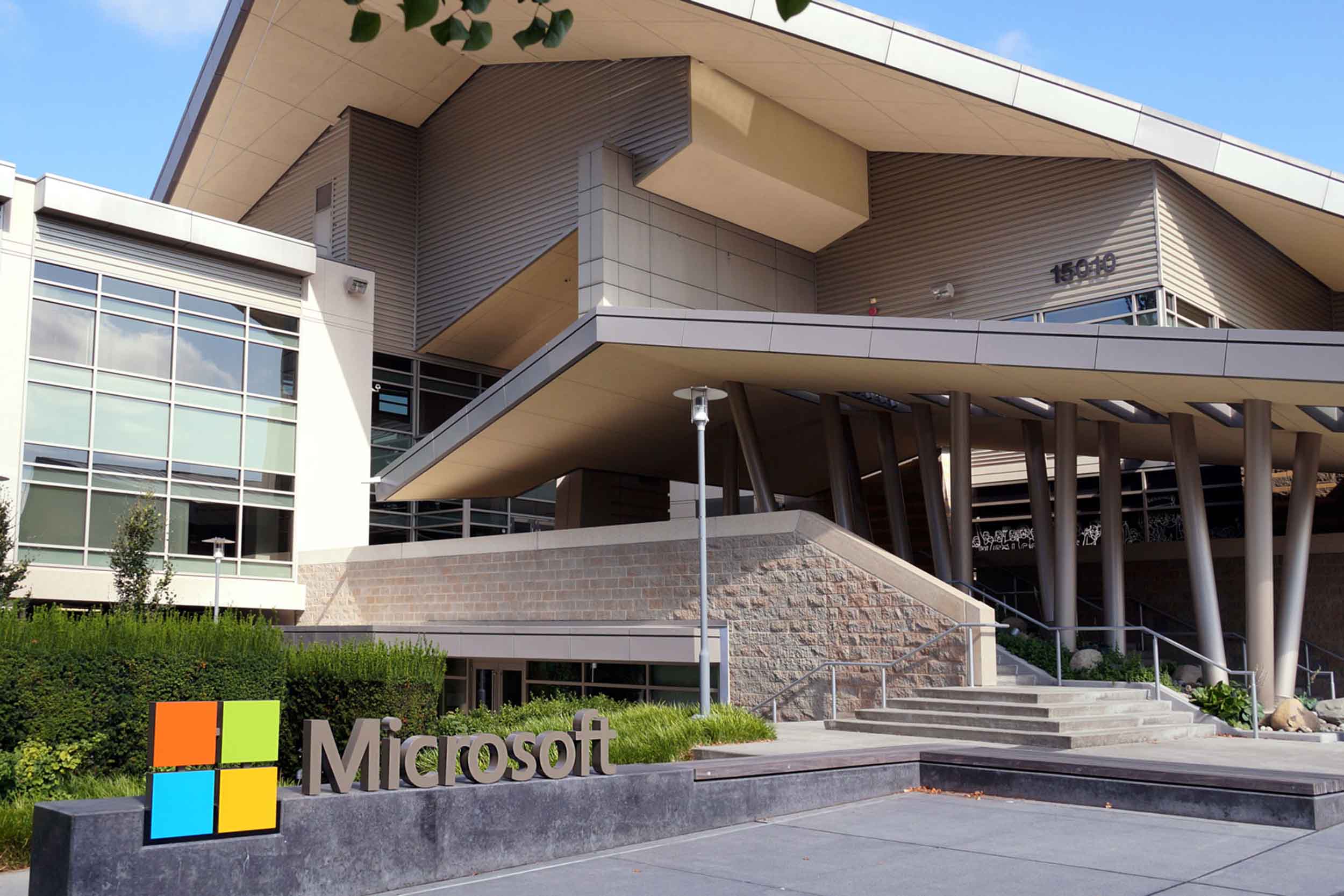 Exterior view of the Microsoft headquarters building