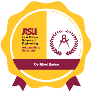 Sample badge artwork from the ASU Engineering Stackable Microcredentials program