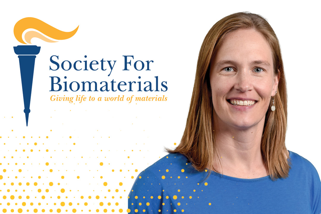 Sarah Stabenfeldt is shown next to the Society for Biomaterials logo, as she was nominated as president of the society.